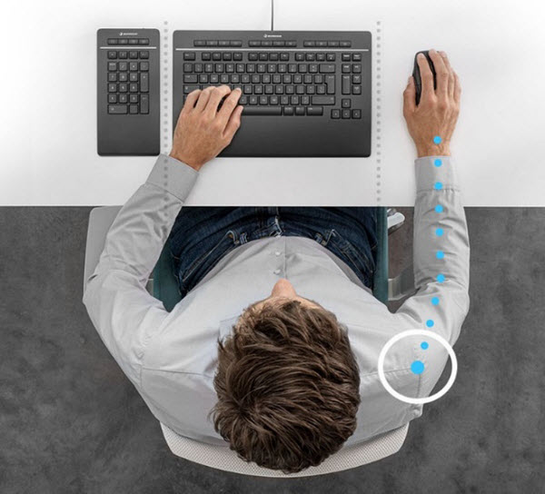 3Dconnexion Keyboard Pro sprzyja bardziej naturalnej pozycji ramion i rąk