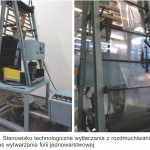 Rys. 3. Stanowisko technologiczne wytłaczania z rozdmuchiwaniem folii podczas wytwarzania folii jednowarstwowej