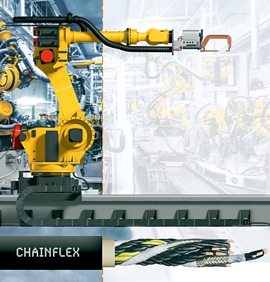 Przewody zaprojektowane z myślą o 7-osiowych robotach Fanuc zostały skonstruowane i przetestowane pod kątem wysoce dynamicznych zastosowań w zakładach produkcyjnych o długich przesuwach