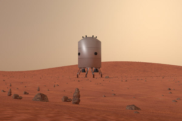 Wizualizacja lądownika na Marsie